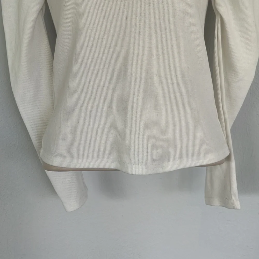 SHEIN girl’s white ribbed puff shoulder long sleeve top size 11/12